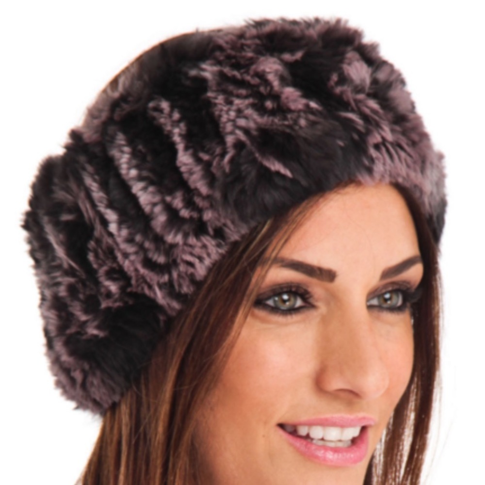 Rabbit Fur Headband - Aubergine